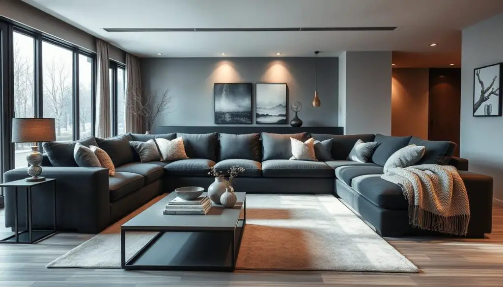 20 Dark Grey Cloud Couch Living Room Decor Ideas