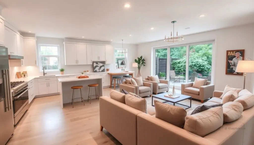 small open plan kitchen living room layout ideas