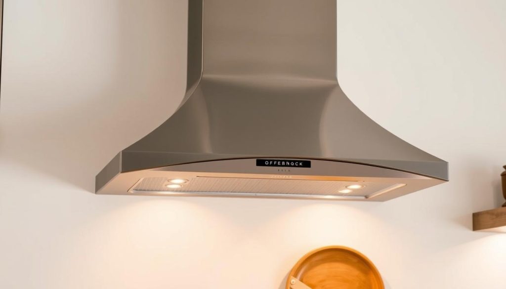 A stylish, modern small kitchen vent hood with a sleek, minimalist design. The hood is made of brushed stainless steel, with clean lines and a subtle curve to the shape. It is mounted flush against the kitchen wall, creating a seamless, integrated look. The lighting is warm and evenly distributed, casting a soft glow over the cooking surface. The hood is positioned at the perfect height, easy to access and control. The overall aesthetic is sophisticated and elegant, complementing the kitchen's neutral color palette and natural wood accents. A stylish, modern small kitchen vent hood with a sleek, minimalist design. The hood is made of brushed stainless steel, with clean lines and a subtle curve to the shape. It is mounted flush against the kitchen wall, creating a seamless, integrated look. The lighting is warm and evenly distributed, casting a soft glow over the cooking surface. The hood is positioned at the perfect height, easy to access and control. The overall aesthetic is sophisticated and elegant, complementing the kitchen's neutral color palette and natural wood accents.