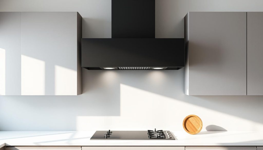 a minimalist and contemporary kitchen range hood design, featuring a sleek, low-profile form with clean lines and a matte black or brushed stainless steel finish. the range hood is positioned centrally above a modern gas or electric cooktop, casting a subtle, even light across the cooking surface. the overall design is unobtrusive, allowing the kitchen's other design elements to take visual precedence. the range hood's simple, geometric shape complements the surrounding cabinetry and backsplash, creating a harmonious, understated aesthetic. the entire scene is bathed in soft, natural lighting, enhancing the minimalist ambiance. a minimalist and contemporary kitchen range hood design, featuring a sleek, low-profile form with clean lines and a matte black or brushed stainless steel finish. the range hood is positioned centrally above a modern gas or electric cooktop, casting a subtle, even light across the cooking surface. the overall design is unobtrusive, allowing the kitchen's other design elements to take visual precedence. the range hood's simple, geometric shape complements the surrounding cabinetry and backsplash, creating a harmonious, understated aesthetic. the entire scene is bathed in soft, natural lighting, enhancing the minimalist ambiance.
